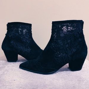 Black Lace Detailed Booties - TopShop